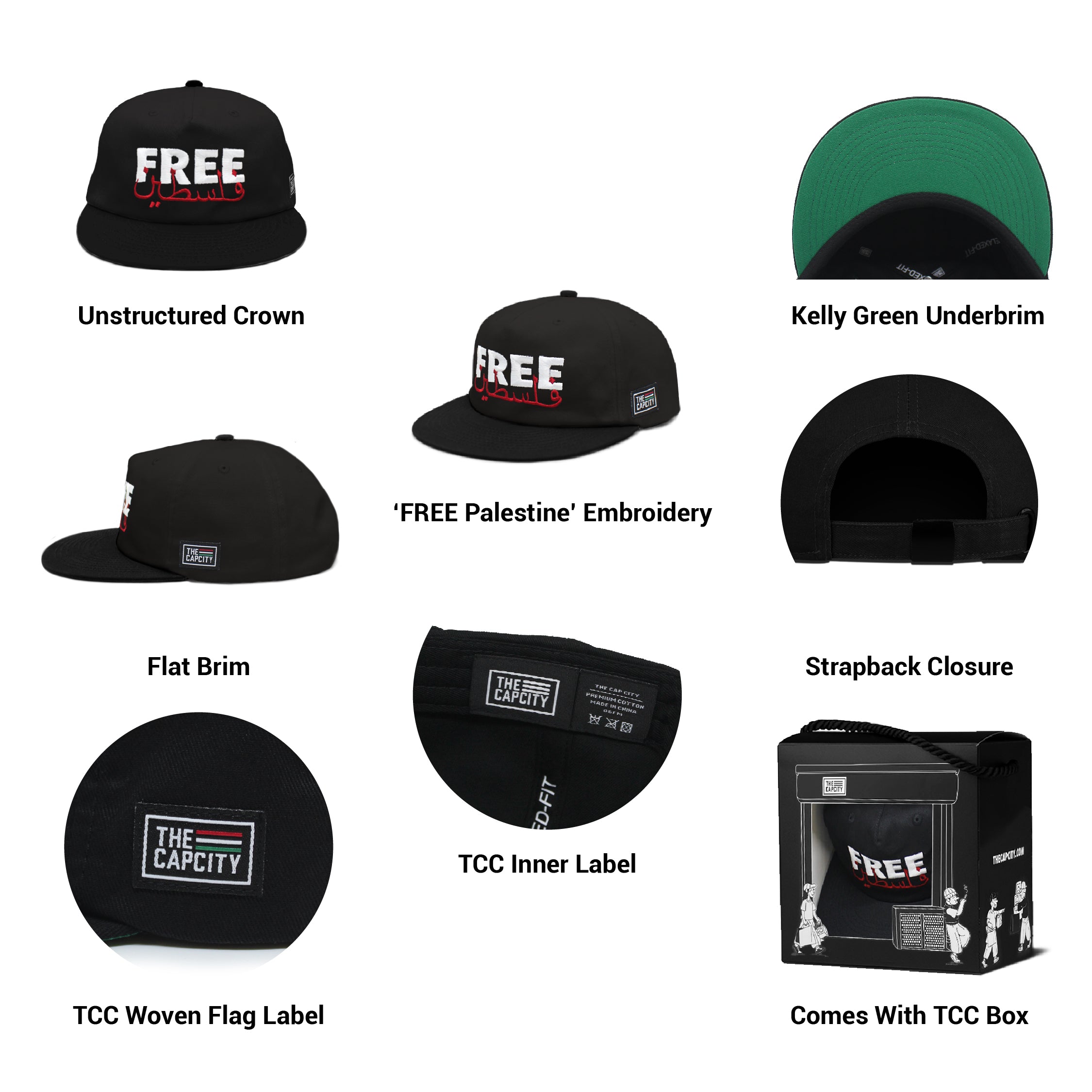 TCC FREE PALESTINE RELAXED-FIT STRAPBACK